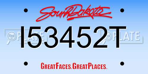 I53452T South Dakota License Plate