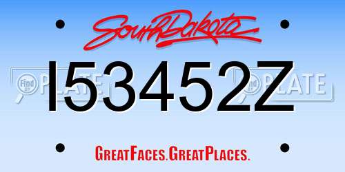 I53452Z South Dakota License Plate
