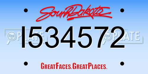 I534572 South Dakota License Plate