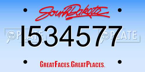 I534577 South Dakota License Plate