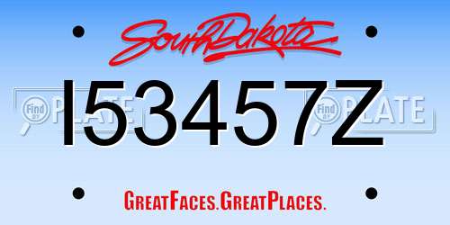 I53457Z South Dakota License Plate