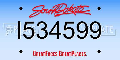 I534599 South Dakota License Plate