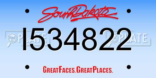 I534822 South Dakota License Plate