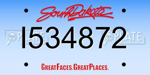 I534872 South Dakota License Plate