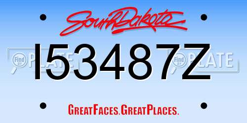 I53487Z South Dakota License Plate