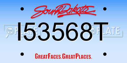 I53568T South Dakota License Plate