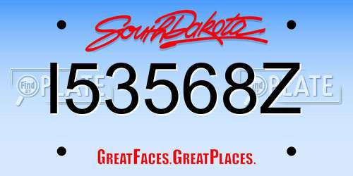 I53568Z South Dakota License Plate
