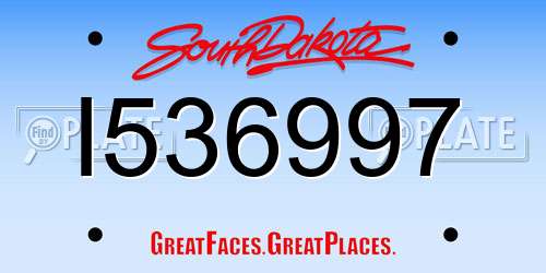 I536997 South Dakota License Plate
