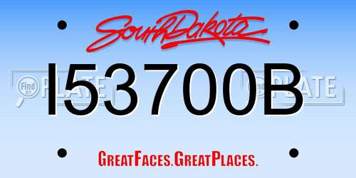 I53700B South Dakota License Plate