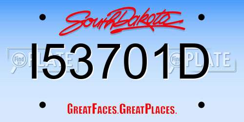 I53701D South Dakota License Plate