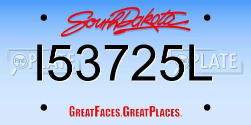 I53725L South Dakota License Plate