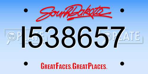 I538657 South Dakota License Plate