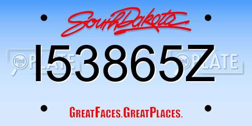 I53865Z South Dakota License Plate