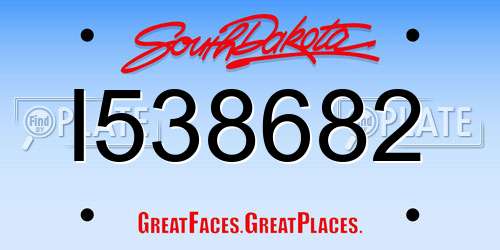 I538682 South Dakota License Plate