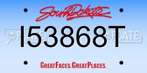 I53868T South Dakota License Plate