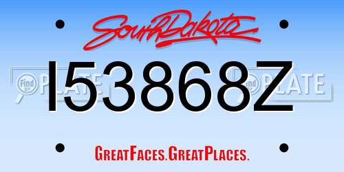 I53868Z South Dakota License Plate