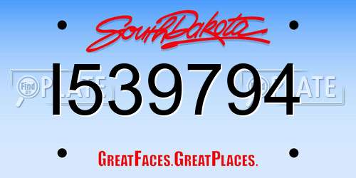 I539794 South Dakota License Plate