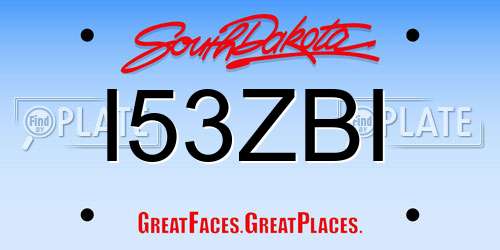 I53ZBI South Dakota License Plate