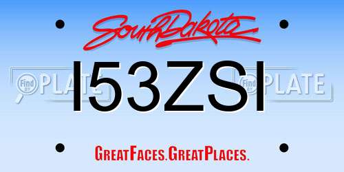 I53ZSI South Dakota License Plate