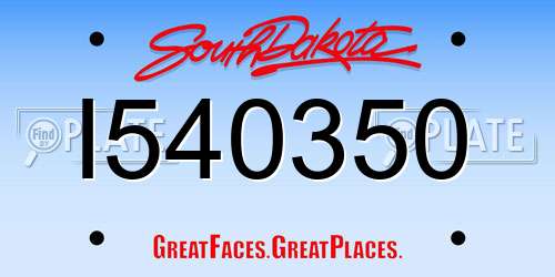 I540350 South Dakota License Plate