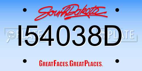I54038D South Dakota License Plate