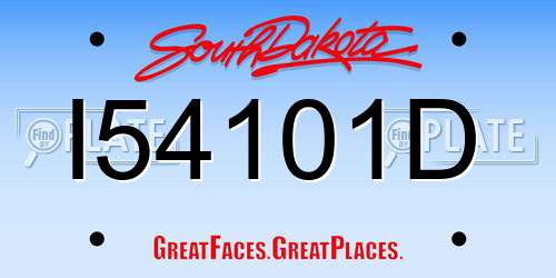 I54101D South Dakota License Plate