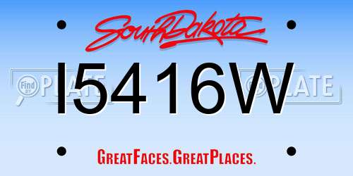 I5416W South Dakota License Plate