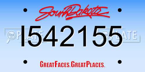 I542155 South Dakota License Plate