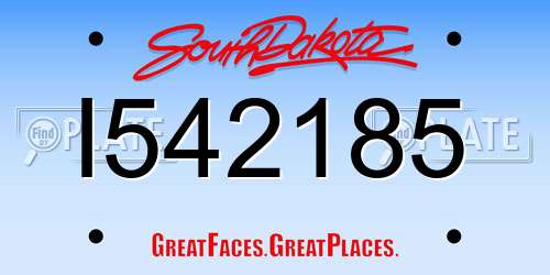 I542185 South Dakota License Plate