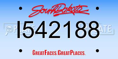 I542188 South Dakota License Plate