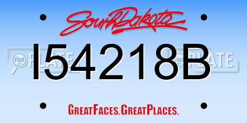 I54218B South Dakota License Plate