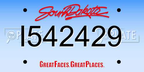 I542429 South Dakota License Plate