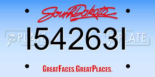 I54263I South Dakota License Plate