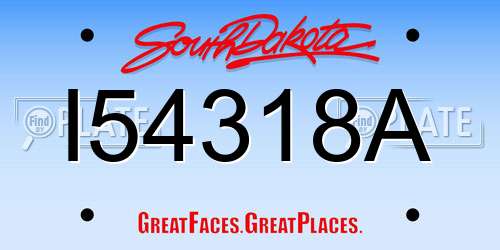 I54318A South Dakota License Plate