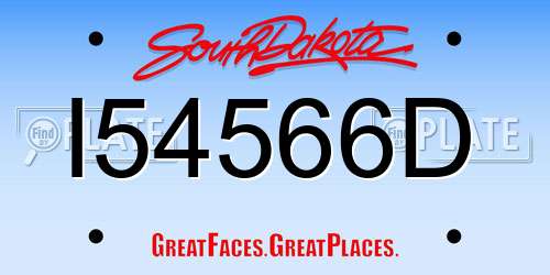 I54566D South Dakota License Plate