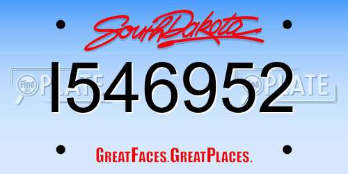 I546952 South Dakota License Plate