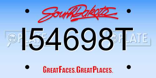 I54698T South Dakota License Plate