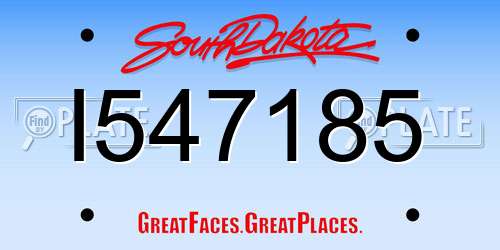 I547185 South Dakota License Plate