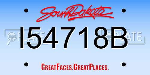 I54718B South Dakota License Plate