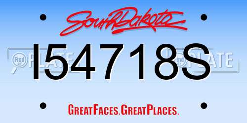 I54718S South Dakota License Plate