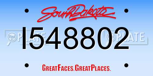I548802 South Dakota License Plate