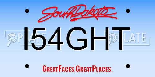 I54GHT South Dakota License Plate