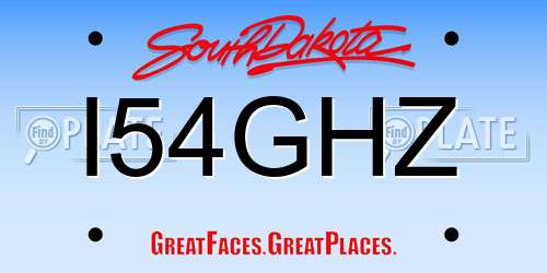 I54GHZ South Dakota License Plate
