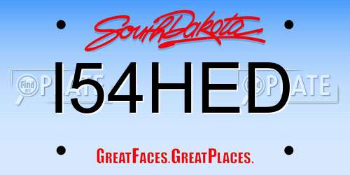 I54HED South Dakota License Plate
