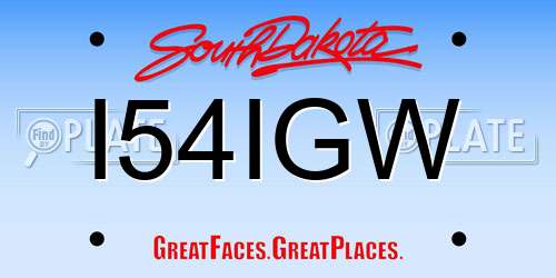 I54IGW South Dakota License Plate