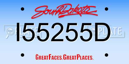 I55255D South Dakota License Plate