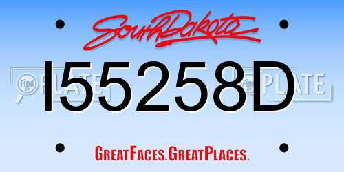 I55258D South Dakota License Plate