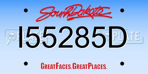 I55285D South Dakota License Plate