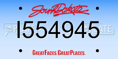I554945 South Dakota License Plate