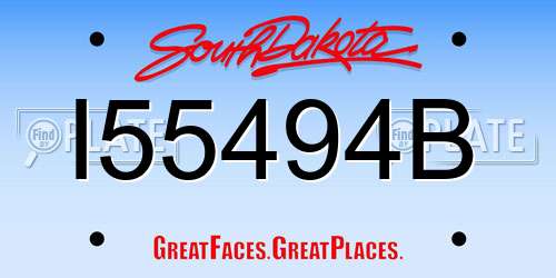 I55494B South Dakota License Plate
